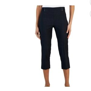 JM Collection Pants - “Waverly Denim Rivet Capri” dark gray stretch NWT